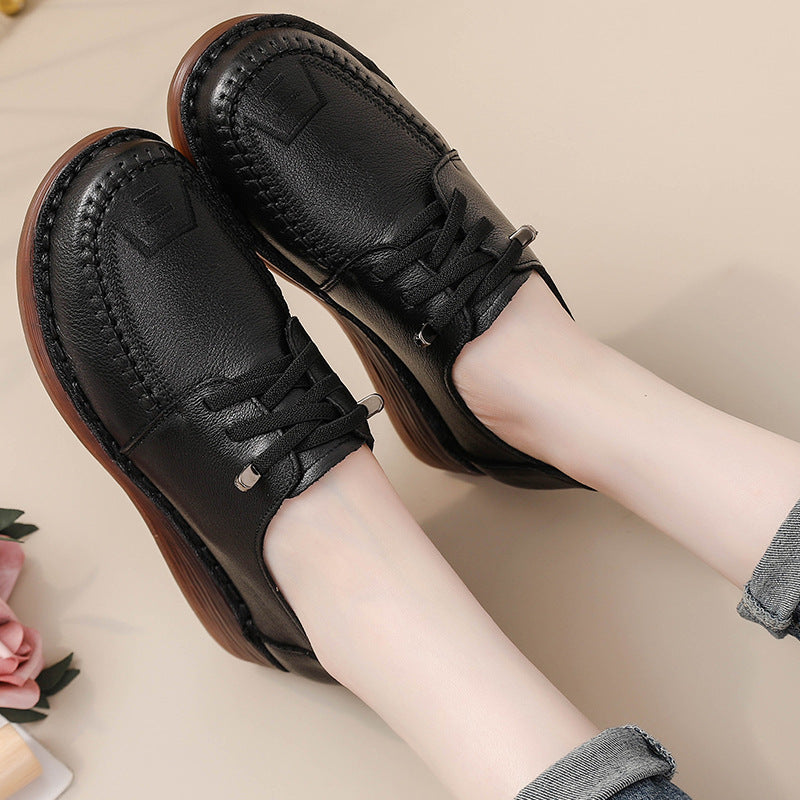 Retro Soft Soled Leather Shoes for Women