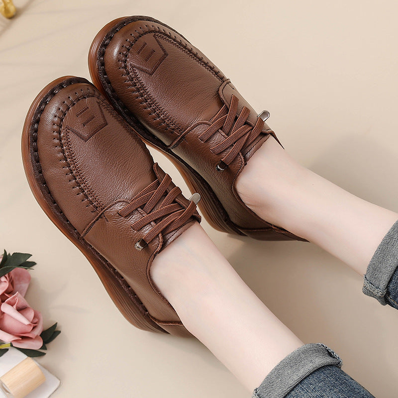 Retro Soft Soled Leather Shoes for Women