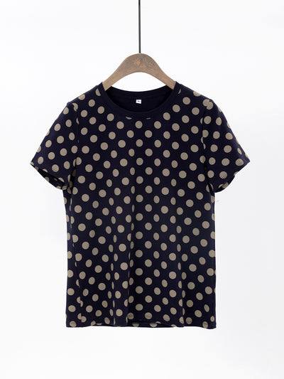 Retro Polka Dot Short Sleeve Round Neck T-Shirt