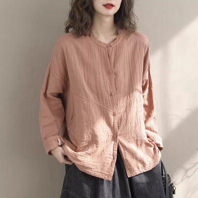 Spring Retro Minimalist Cotton Loose Blouse