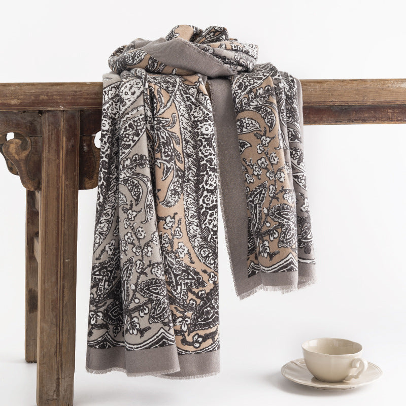 Women Retro Ethic Printed Warm Scarf