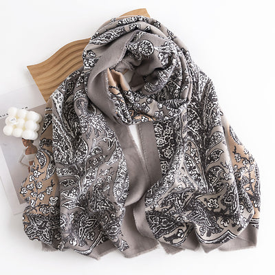 Women Retro Ethic Printed Warm Scarf