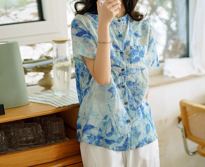 Women Summer Linen Casual Shirt