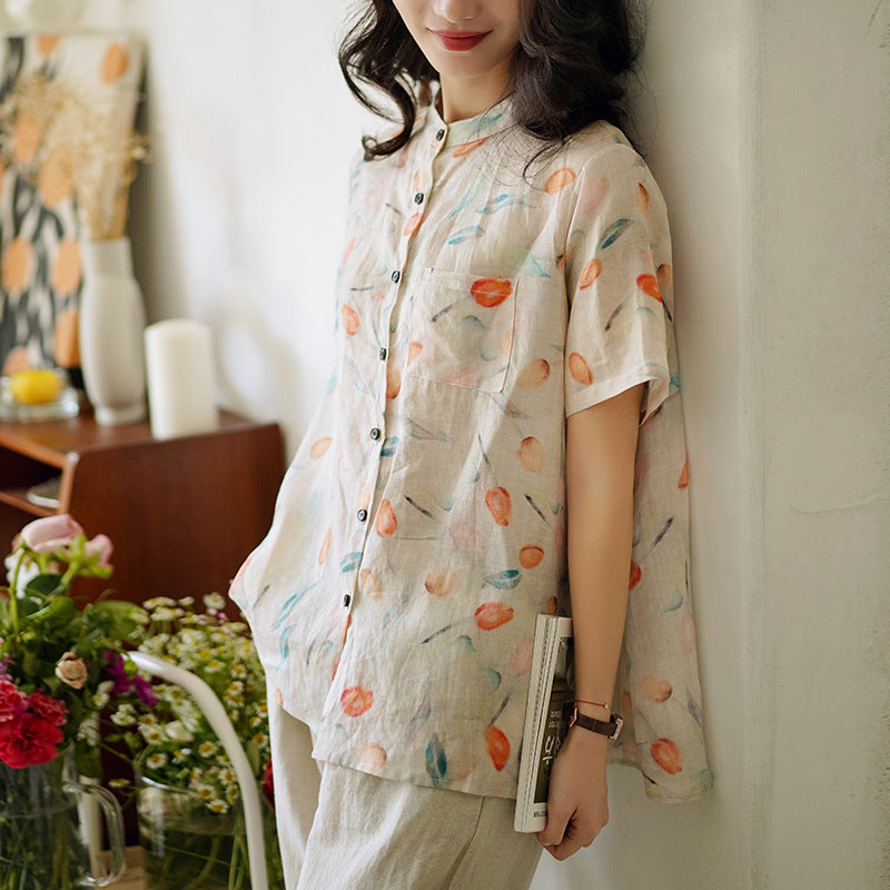 Women Summer Linen Casual Shirt