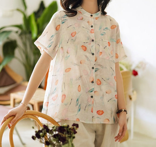 Women Summer Linen Casual Shirt