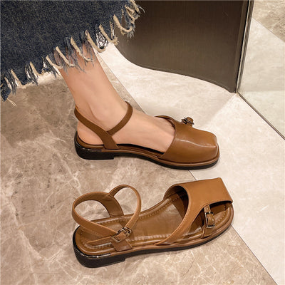 Summer Low-Heeled Asymmetrical Handmade Sandals