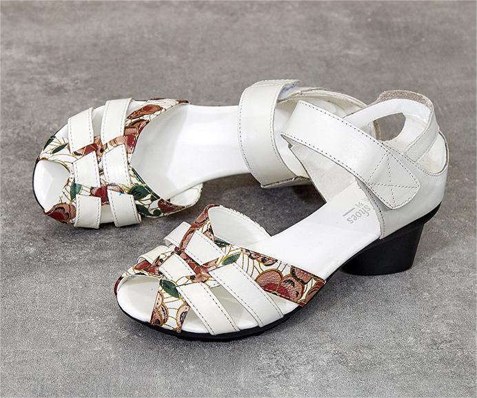 Summer Retro Ethnic Leather Peep-Toe Sandals