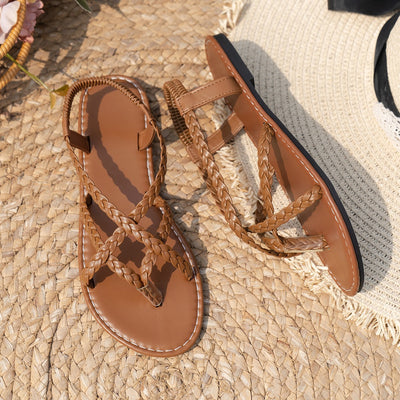 Summer Woven Plus Size Flip-Flops Flat Sandals