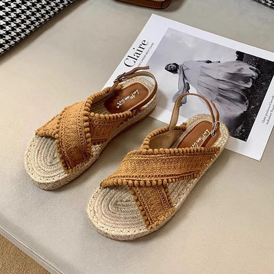 Vacation Thick Sole Woven Sandals for Women