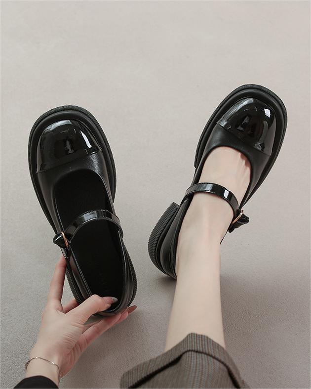 Vintage Color Block Chunky Heel Loafers for Women