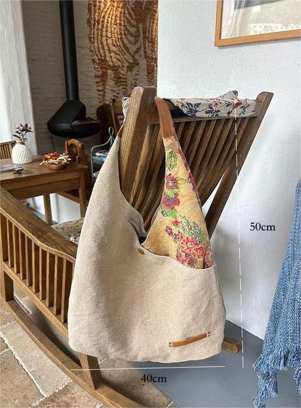 Vintage Printed Triangle Canvas Tote Bags