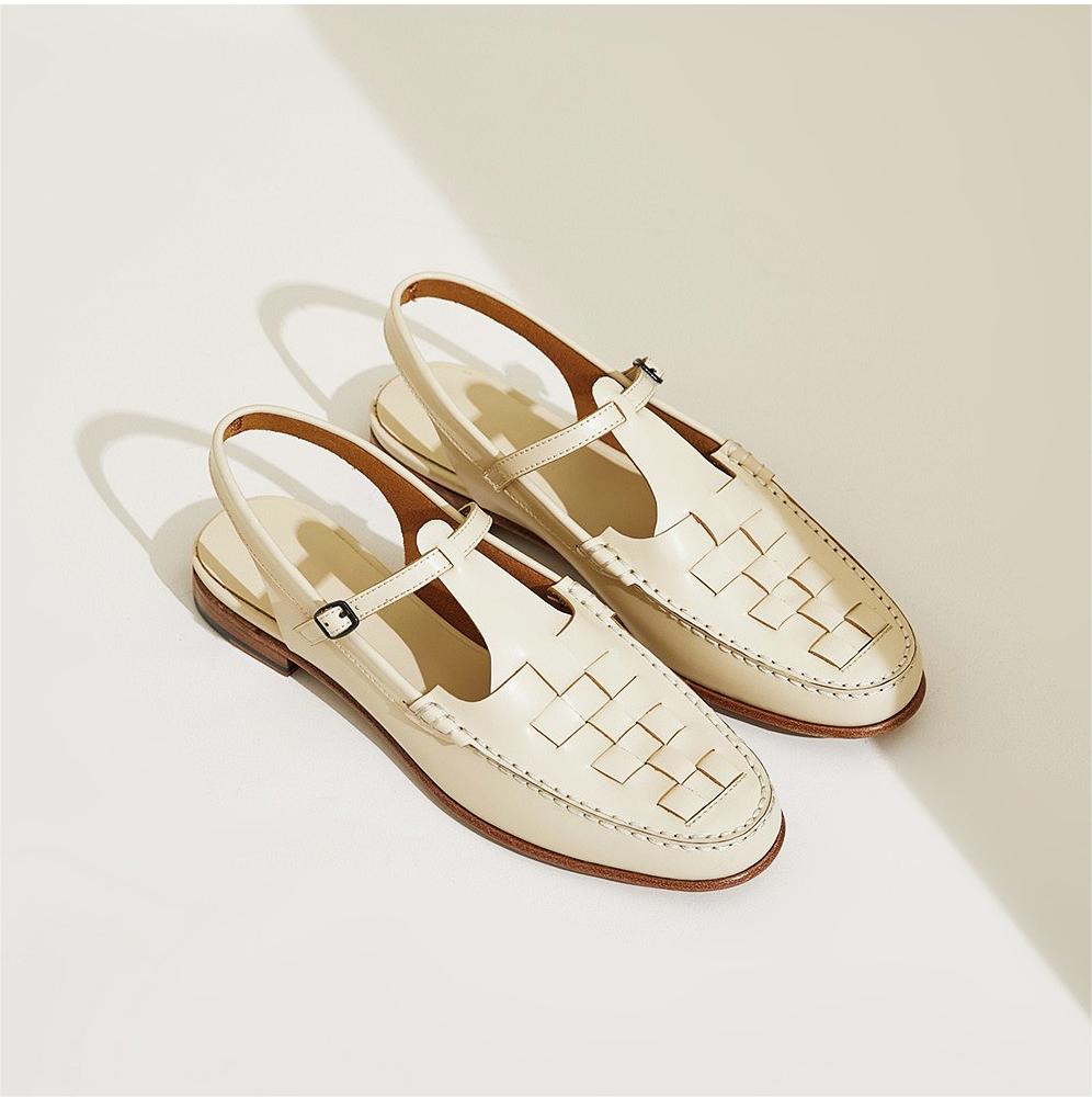 Vintage Woven Closed Toe Handmade Leather Sandals