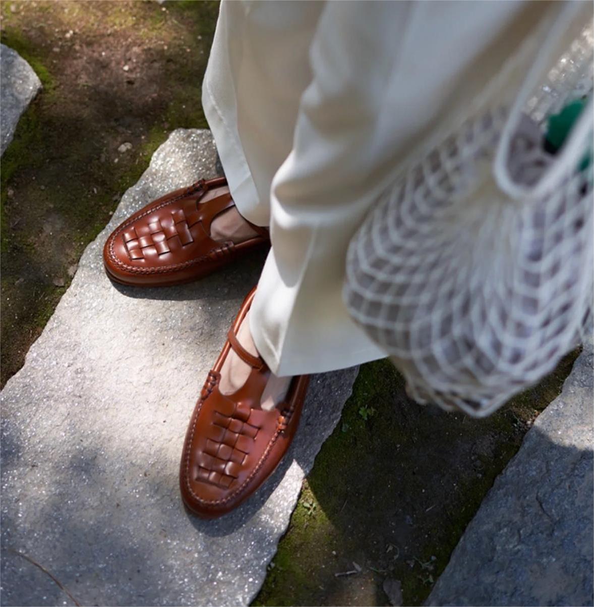 Vintage Woven Closed Toe Handmade Leather Sandals