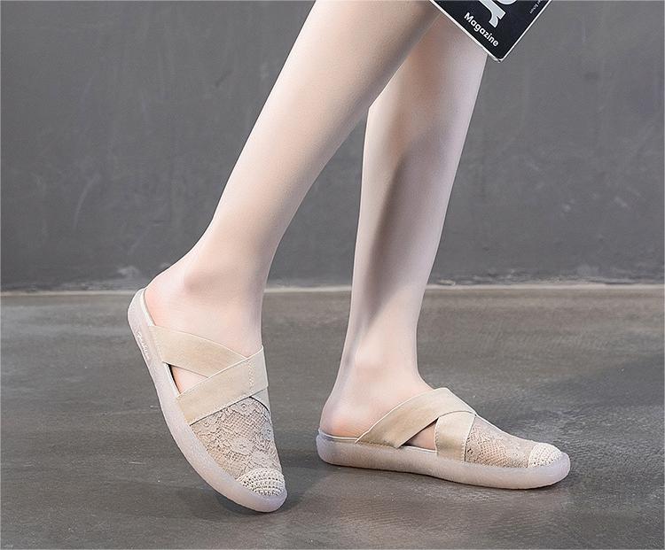 Women Casual Lace Woven Flat Slippers