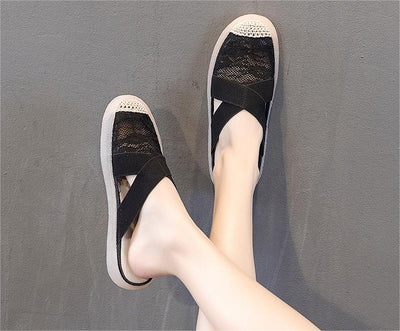 Women Casual Lace Woven Flat Slippers