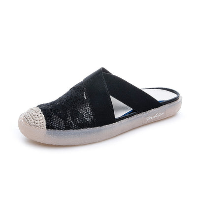 Women Casual Lace Woven Flat Slippers