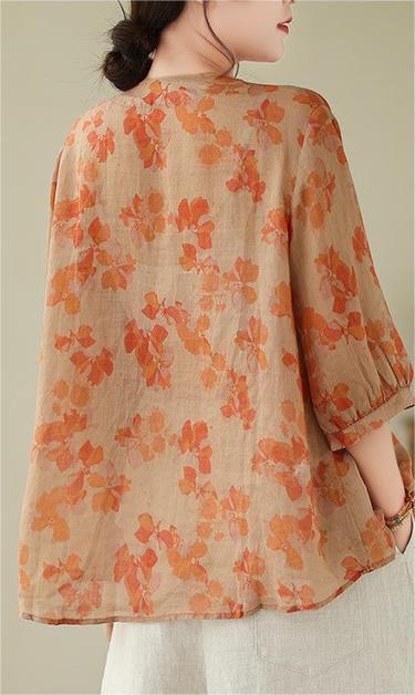 Women Casual Printed Cotton Linen Shirts