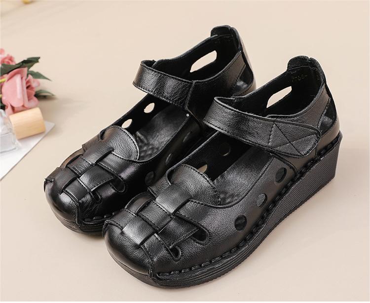 Women Casual Vintage Woven Leather Wedge Sandals