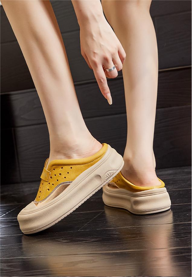 Women Color Block Breathable Platform Slippers