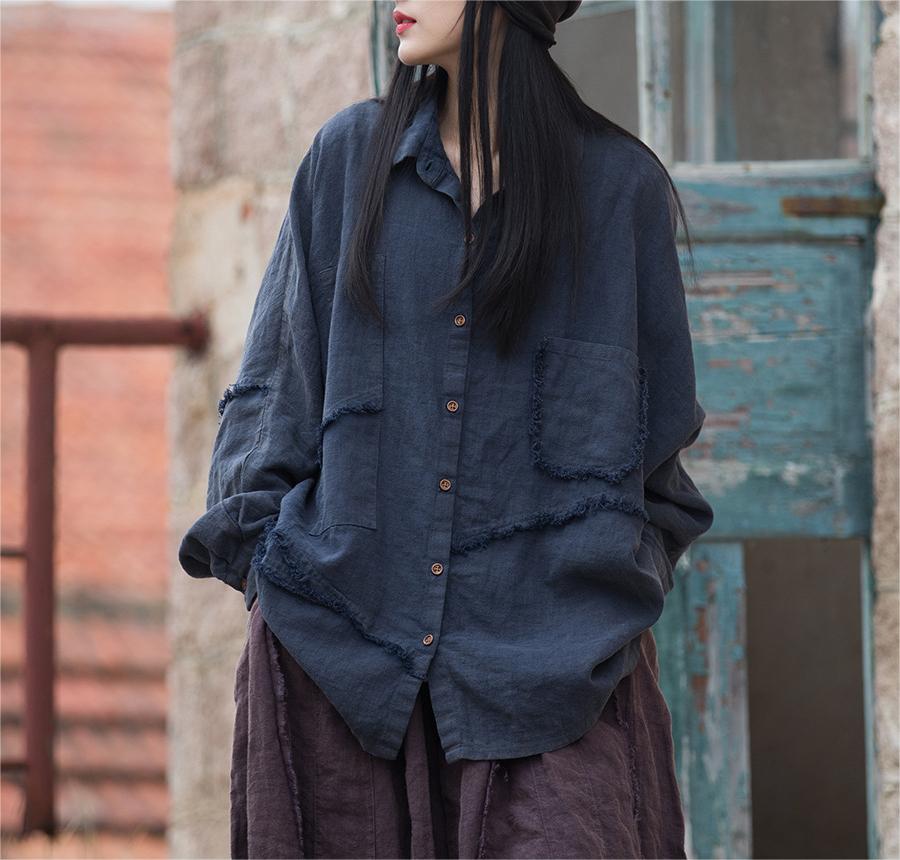 Women Distressed Fringed Asymmetrical Loose Shirts