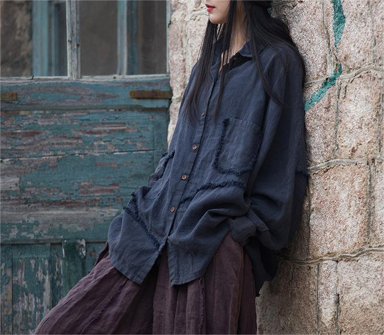 Women Distressed Fringed Asymmetrical Loose Shirts