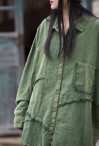 Women Distressed Fringed Asymmetrical Loose Shirts