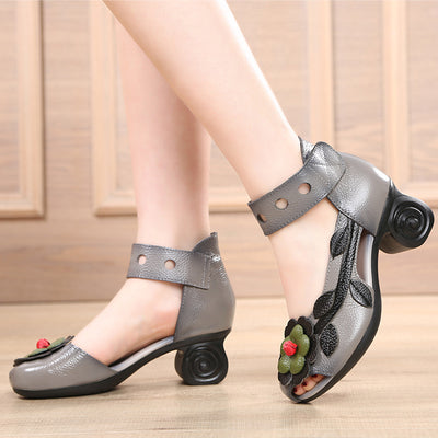 Women Ethnic Style Flower Peep-Toe Sandals