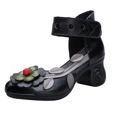 Women Ethnic Style Flower Peep-Toe Sandals