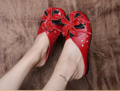 Women Ethnic Style Handmade Retro Flower Flat Slippers