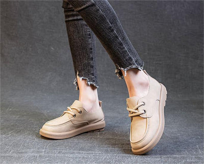 Women Gommino Comfortable Low-Heeled Leather Shoes