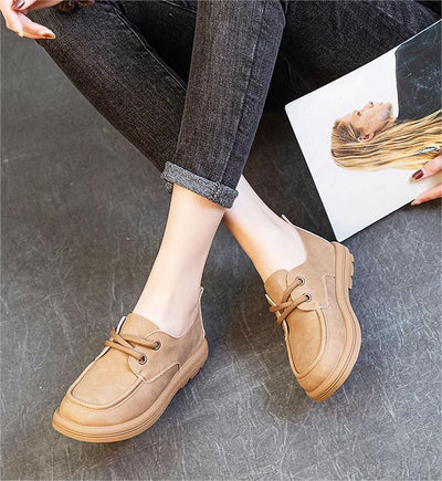 Women Gommino Comfortable Low-Heeled Leather Shoes