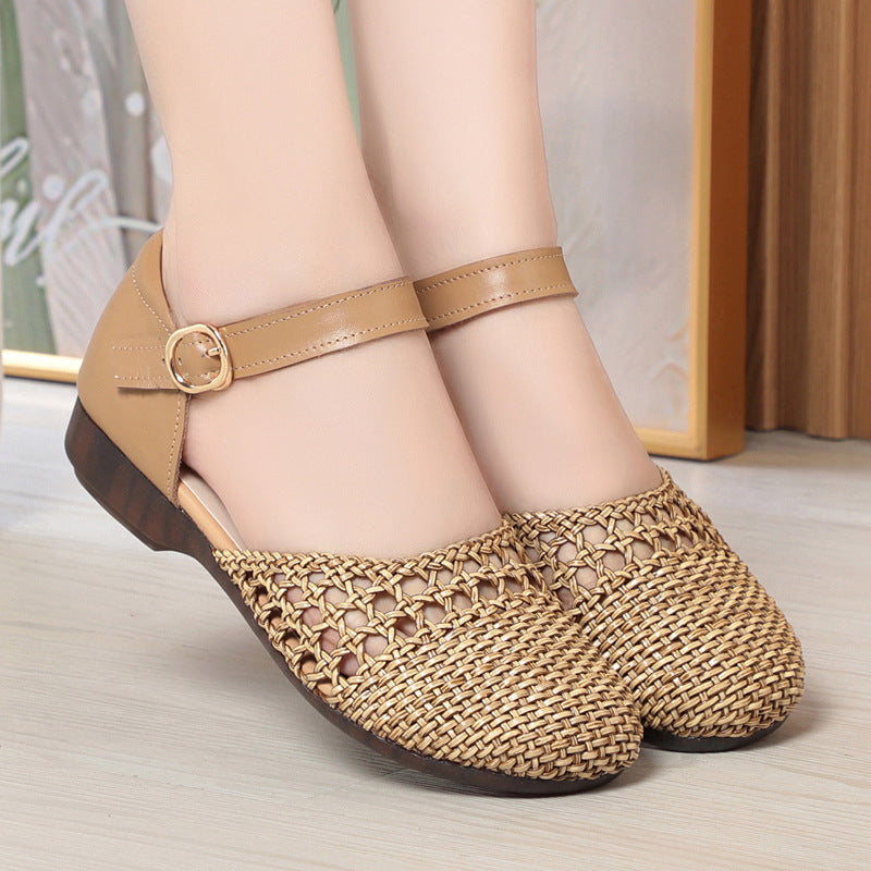 Women Hollow Woven Soft Soled Sandals