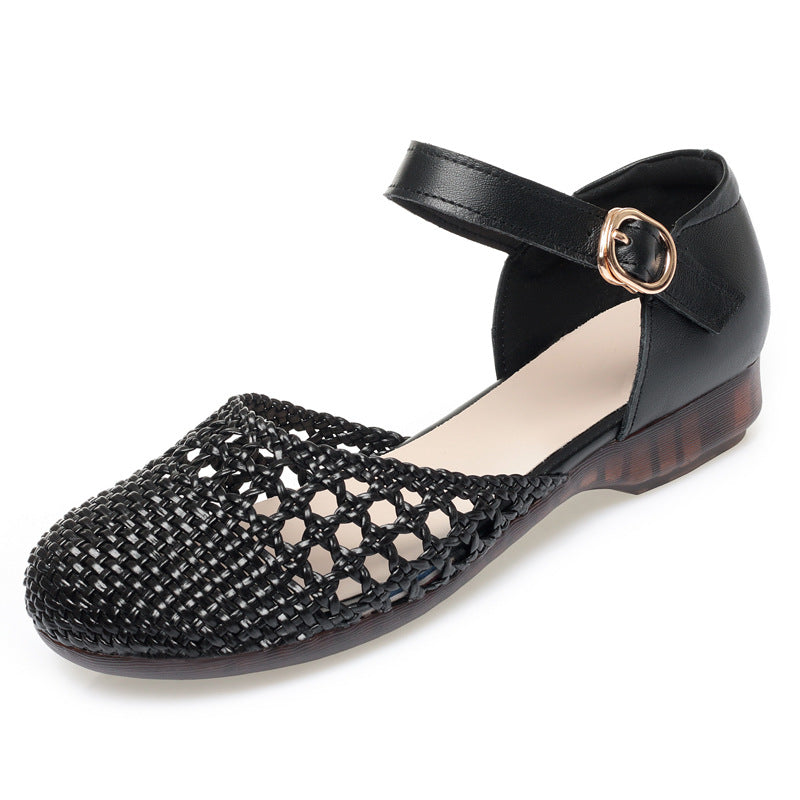 Women Hollow Woven Soft Soled Sandals