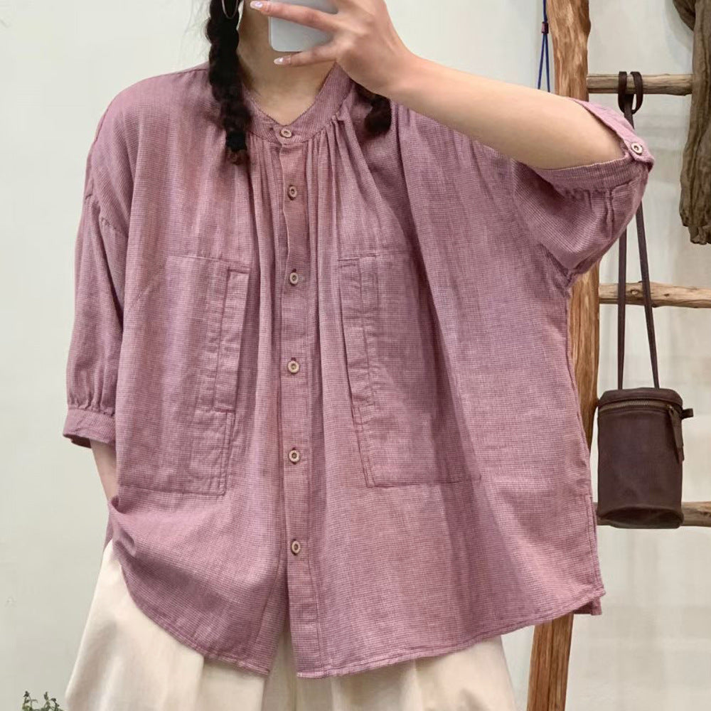 Women Loose Ruffled Double-Layer Cotton Shirts