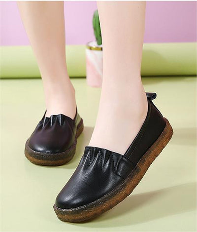 Women Soft Soled Hollow Out Leather Flat Shoes