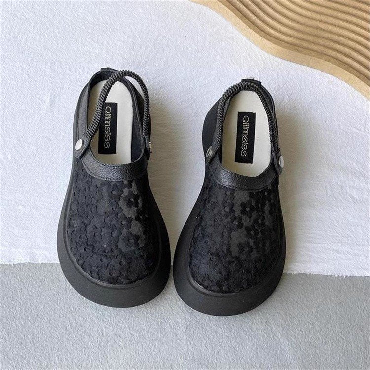 Women Summer Slippers Floral Mesh Sandals