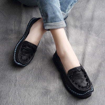 Women Vintage Gradient Handmade Leather Slip-Ons