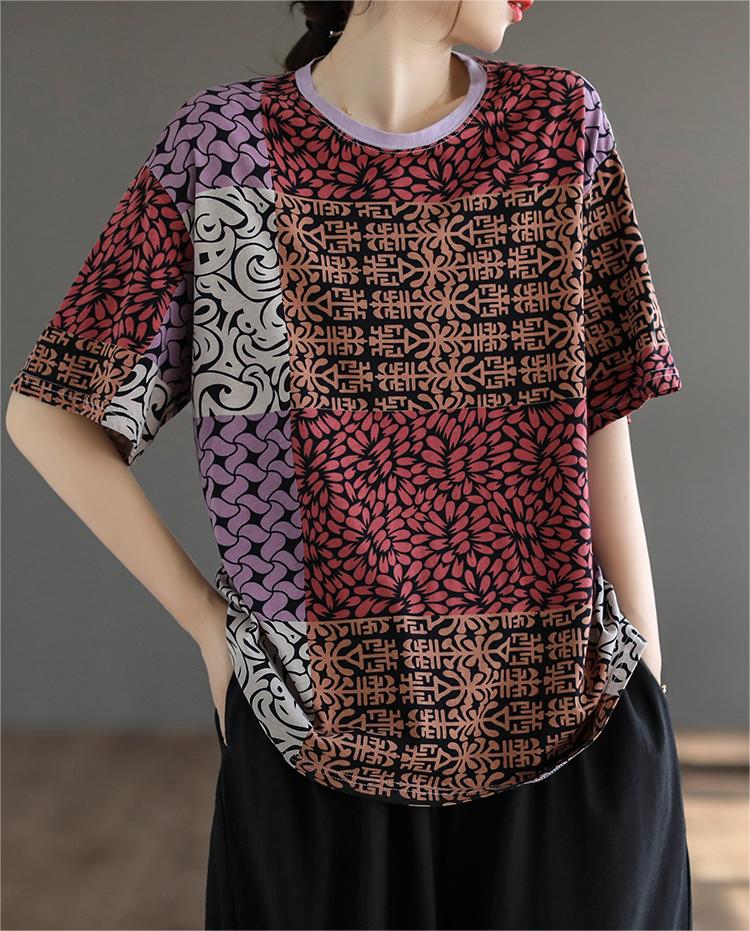 Women Vintage Printed Cotton T-Shirts