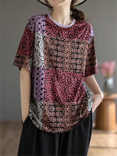 Women Vintage Printed Cotton T-Shirts