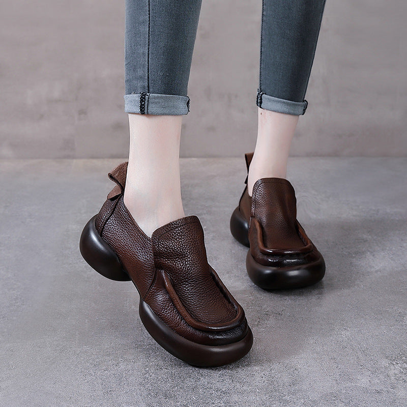 Women Vintage Thick-Soled Handmade Leather Loafers