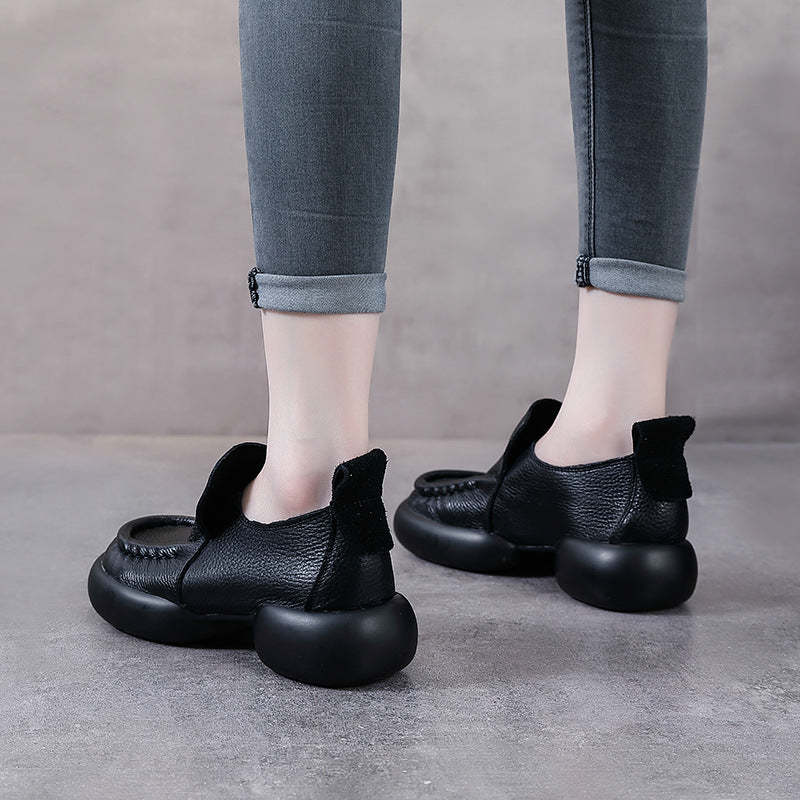 Women Vintage Thick-Soled Handmade Leather Loafers