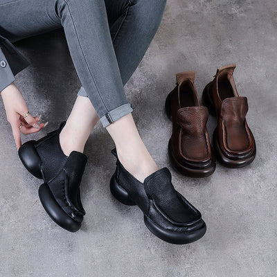 Women Vintage Thick-Soled Handmade Leather Loafers