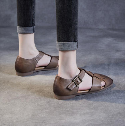 Women Vintage Woven Leather Sandals