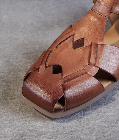 Women Vintage Woven Leather Sandals