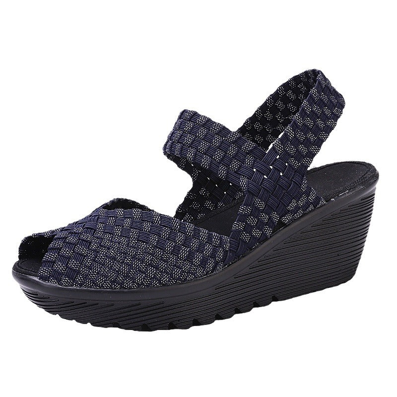 Woven Platform Peep-Toe Sandals for Women