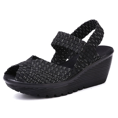 Woven Platform Peep-Toe Sandals for Women