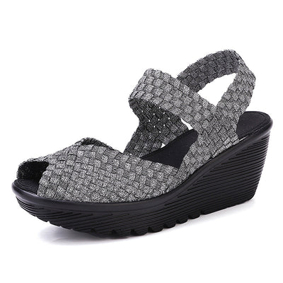 Woven Platform Peep-Toe Sandals for Women