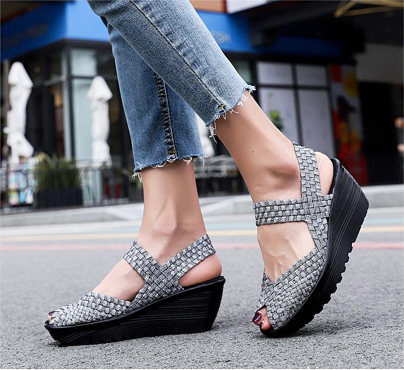 Woven Platform Peep-Toe Sandals for Women