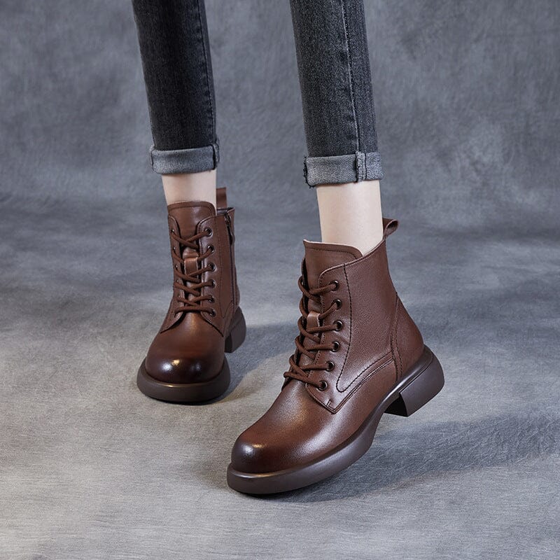 Autumn Classic Patchwork Leather Casual Ankle Boots