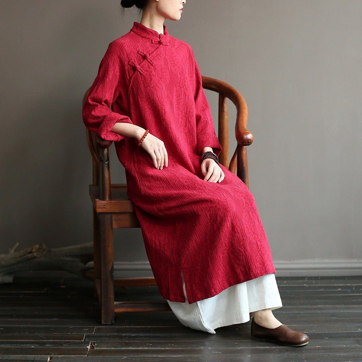 Autumn Loose Literary Vintage Linen Maxi Dress – Babakud
